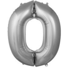 Eğlence Marketi 40 Inç 100 cm Gümüş Folyo Rakam Balon 0