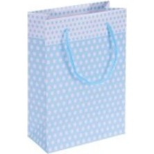 Eğlence Marketi 11X17 cm Ipli Hediyelik Karton Çanta Mavi Puantiyeli 25 Adet