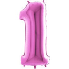 Eğlence Marketi 40 Inç 100 cm Pembe Folyo Rakam Balon 1