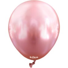 Eğlence Marketi 5 Inç Küçük Boy Krom Balon 50 Adet Pembe