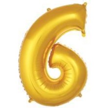 Eğlence Marketi 40 Inç 100 cm Altın Folyo Rakam Balon 6