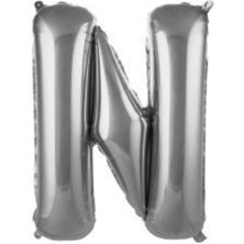 Eğlence Marketi 34 Inç 76 cm Gümüş Folyo Harf Balon N