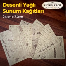 Retro Pack Süper Mix - 1 Kutuda 42 adet- 6 farklı Desenli Sunum Kağıdı-Vintage Sunum Kağıdı-Yağlı Kağıt