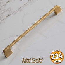 Badem10 Arel Kulp Mutfak Mobilya Dolabı Çekmece Dolap Kulpları Kapak Kulpu Kulbu Mat Gold Altın 224 mm Metal