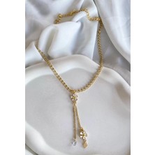 Winibella Altın Renk Papatya Figürlü Zincir Kolye