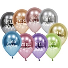 Eğlence Marketi 12 Inç Standart Boy Baskılı Balon 10 Adet Iyiki Doğdun