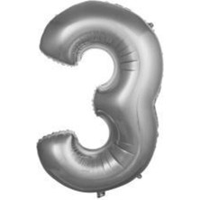 Eğlence Marketi 34 Inç 76 cm Gümüş Folyo Rakam Balon 3