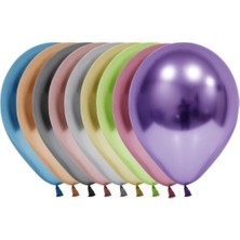 Eğlence Marketi 12 Inç Standart Boy Krom Balon 10 Adet Karışık