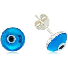 Serra Jewels Gümüş Yuvarlak Nazar Çivili Küpe