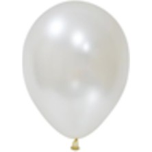 Eğlence Marketi 12 Inç Standart Boy Metalik Balon Beyaz 100 Adet