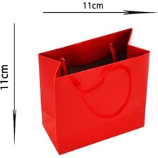 Eğlence Marketi 11X11 cm Ipli Karton Çanta 10 Adet Kırmızı