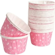 Eğlence Marketi Dolphin Kağıt Muffin Kek Kapsülü Shrinkli Açık Pembe Puantiyeli 50 Adet