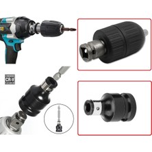 Depolife Somun Sökme Sıkma Makinesi Için 10MM Mandren ve Bits Adaptör Seti 1/2 Hex (Torklu Makinalar Için)