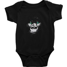 Darkhane Yeşil Gözlü Goril Siyah Unisex Bebek Body - Zıbın