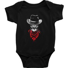 Darkhane Bandanalı Kovboy Siyah Unisex Bebek Body - Zıbın