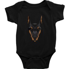Darkhane Doberman Yüzü  Siyah Unisex Bebek Body - Zıbın