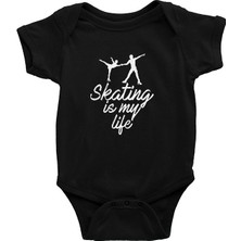 Darkhane Buz Pateni Benim Yaşantım Siyah Unisex Bebek Body - Zıbın