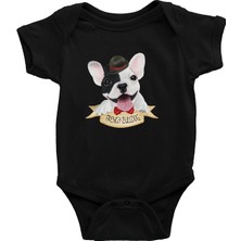 Darkhane Sevimli French Bulldog Siyah Unisex Bebek Body - Zıbın