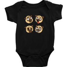 Darkhane Puglar  Siyah Unisex Bebek Body - Zıbın
