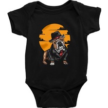 Darkhane Dedektif Buldog Siyah Unisex Bebek Body - Zıbın