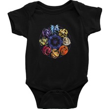 Darkhane Ejderhalar Siyah Unisex Bebek Body - Zıbın