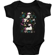 Darkhane Unicorn Siyah Unisex Bebek Body - Zıbın