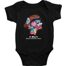 Darkhane 8 Mart Dünya Kadınlar Günü Siyah Unisex Bebek Body - Zıbın