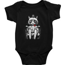Darkhane Mafya Babası Kedicik Siyah Unisex Bebek Body - Zıbın
