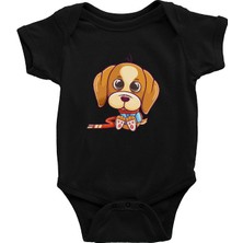 Darkhane Sevimli Beagle Siyah Unisex Bebek Body - Zıbın
