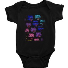 Darkhane Renkli Kaplanlar Siyah Unisex Bebek Body - Zıbın