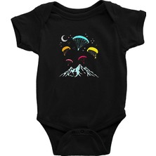 Darkhane Yamaç Paraşütü - Paragliding Siyah Unisex Bebek Body - Zıbın