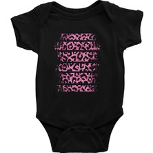 Darkhane Pembe Leopar Siyah Unisex Bebek Body - Zıbın