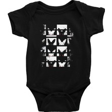 Darkhane Siyah Beyaz Tavşan Siyah Unisex Bebek Body - Zıbın