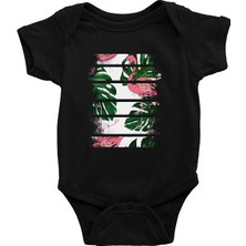 Darkhane Pembe Flamingo Siyah Unisex Bebek Body - Zıbın