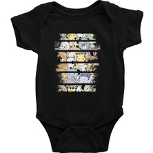 Darkhane Hayvanlar Alemi Siyah Unisex Bebek Body - Zıbın