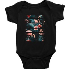 Darkhane Dansçı  Flamingo Siyah Unisex Bebek Body - Zıbın