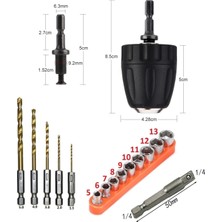 Depolife Altıgen Hex Adaptörlü Shank 1/4" Girişli 3/8" Mandren Lokma Matkap Ucu Seti