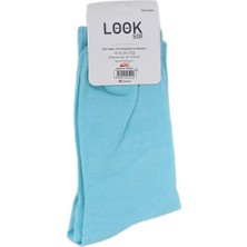 Look Socks Kedi Karakter Desenli Mavi Kolej Çorap