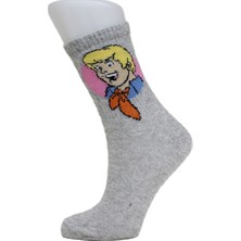 Look Socks Fred Jones Karakter Desenli Gri Kolej Çorap