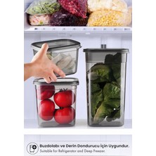 Kitchen Life 6'lı Jumbo Boy Etiketli Square Kare Erzak Saklama Kabı Seti 1750 ml -Sert Kapak Düzenleyici Kavanoz