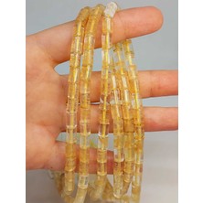 Yaşam Tohumu Golden & Rutil Kuvars Taşı Silindir Kesim 5.5x7.5mm Dizi (49300)
