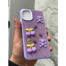 SPHONE iPhone 15 Kılıf Emoji Figür Parlak 3D Ayıcık Çiçek Coffe Kelebek Yıldız Simli Sıvı Kabartma