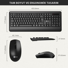 Lecoo KW202 Kablosuz Türkçe Q Klavye & Mouse Set Siyah