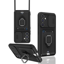 Nevarium Samsung Galaxy S23 Fe Kılıf Zuma Kamera Sürgülü Kartvizitli Ipli Silikon Kılıf