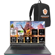 Asus Rog Strix G18 Intel Core I9 14900HX 96GB 2tb SSD RTX4070/8GB 240Hz 18" Qhd+ W11P Taşınabilir Bilgisayar N6062 & Per4 Çanta N6062P419