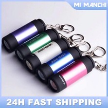 Xiyu Shop No.4 Boyutu Mini LED Cep El Feneri USB Şarj Edilebilir Taşınabilir Torch Su Geçirmez Anahtarlık Küçük Fener Beyaz Işık Pil ile (Yurt Dışından)