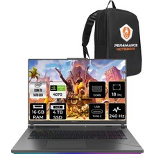 Asus Rog Strix G18 Intel Core I9 14900HX 16GB 4tb SSD RTX4070/8GB 240Hz 18" Qhd+ Fdos Taşınabilir Bilgisayar N6002 & Per4 Çanta N6002P310