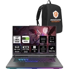 Asus Rog Strix G16 Intel Core I9 14900HX 96GB 512GB SSD RTX4070/8GB 165Hz 16" Fhd+ W11H Taşınabilir Bilgisayar N3088 & Per4 Çanta N3038P377