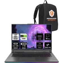 Asus Rog Strix G18 Intel Core I9 14900HX 24GB 1tb SSD RTX4080/12GB 240Hz 18" Qhd+ Fdos Taşınabilir Bilgisayar N6092 & Per4 Çanta N6092P313