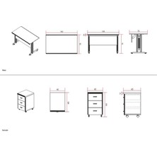 Turkea Jupiter Çalışma Masası Komidinli Bilgisayar Masası 140X75 cm